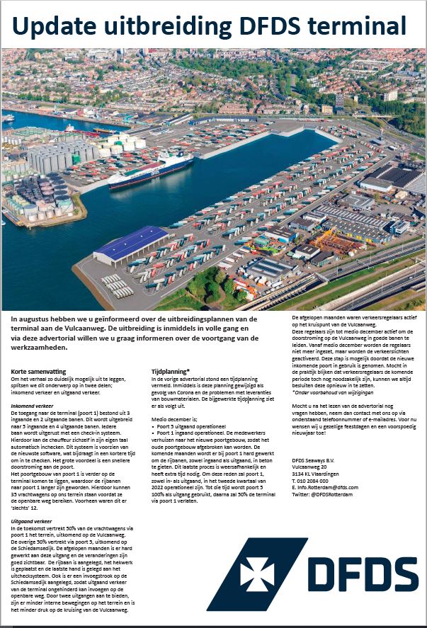 Deze week in Groot Vlaardingen: update uitbreiding DFDS terminal