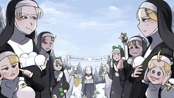 Holding a snowball fight 