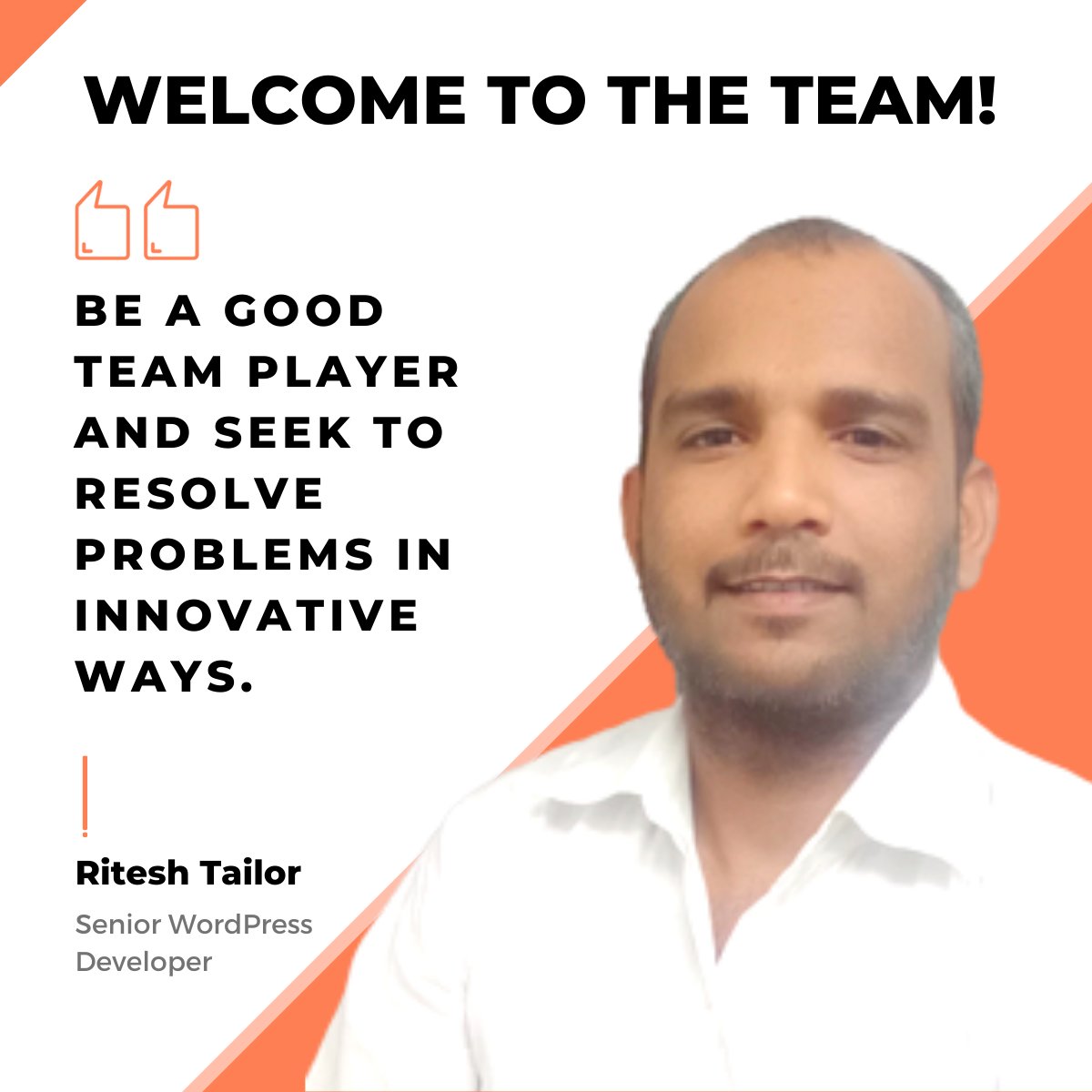 axelerant's tweet image. Meet Ritesh Tailor, our #SeniorWordPressDeveloper. 😁

He is enthusiastic about movies, TV series, and new technologies. 💻

Away from work, you can spot him with his family. His essential values? Empathy, respect, loyalty, and honesty. ☺️

#NewHire #WordPressDeveloper