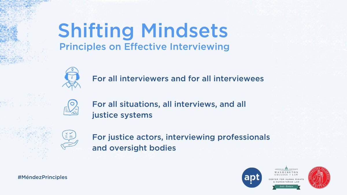 Who can use the #MéndezPrinciples? And when? In our brochure, developed with @smr_uio & @antitorture_WCL, you will find the key characteristics and benefits of the Principles. Check it out: ow.ly/cimk50H6SZo Join our event tomorrow to learn more: ow.ly/6p4U50H6SZn