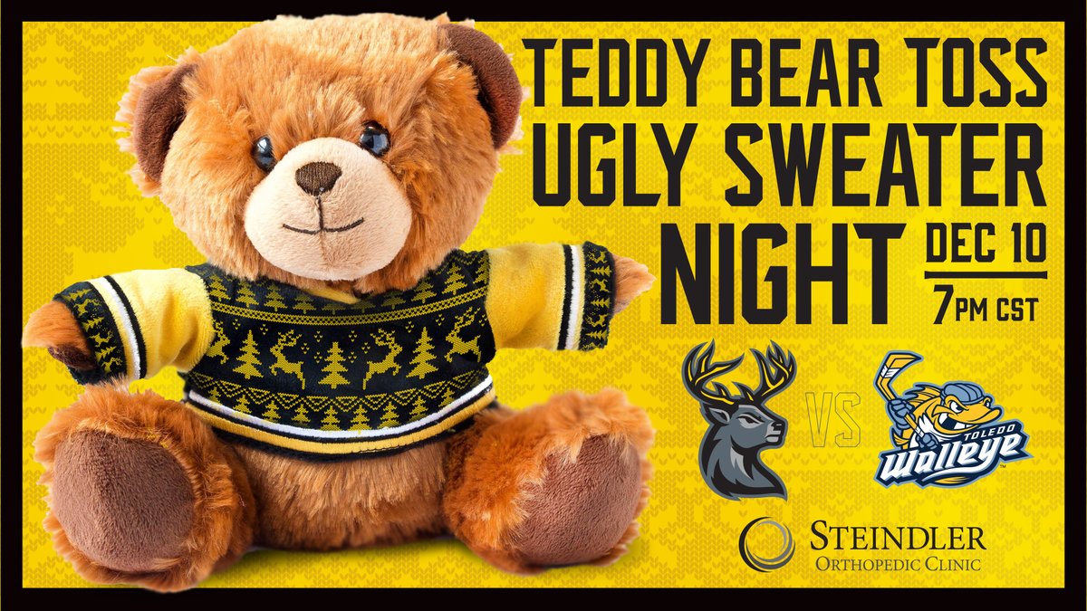 Big weekend on tap 🏒🥤🍔

👉 Teddy Bear Toss Friday at 7pm, pres. by Steindler
👉 Healthcare Heroes Night Saturday at 7pm, pres. by Mercy Iowa City

🎟️ iowaheartlanders.com/tickets