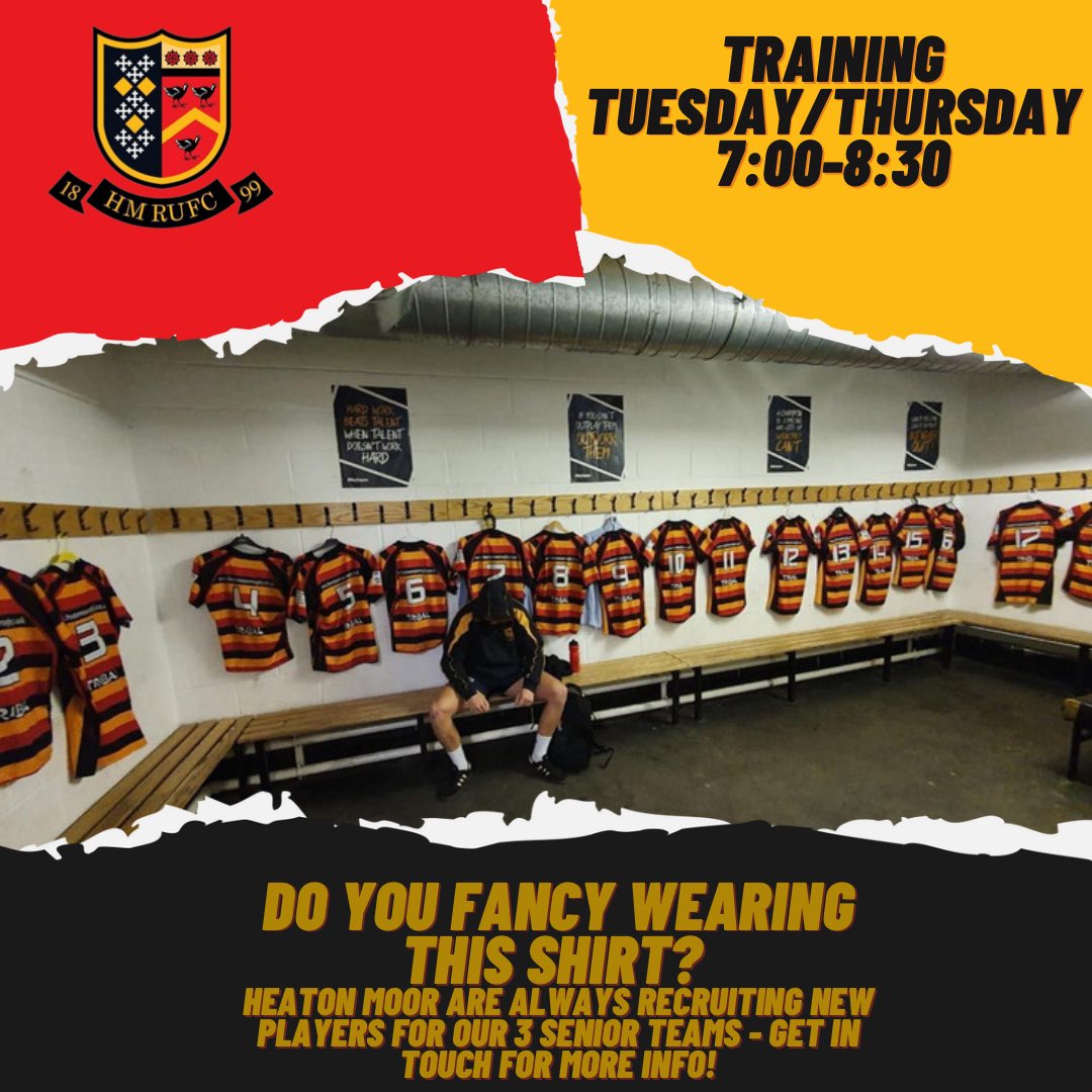 HMRUFC_OFFICIAL's tweet photo. As the New Year approaches, we’re looking for new players! 

Heaton Moor Rugby Club run 3 teams, meaning we have options for all levels of players!

We offer a great social side and are based in the
heart of a bustling community.

If you're interested, get in touch! https://t.co/p1TAHOuTrD