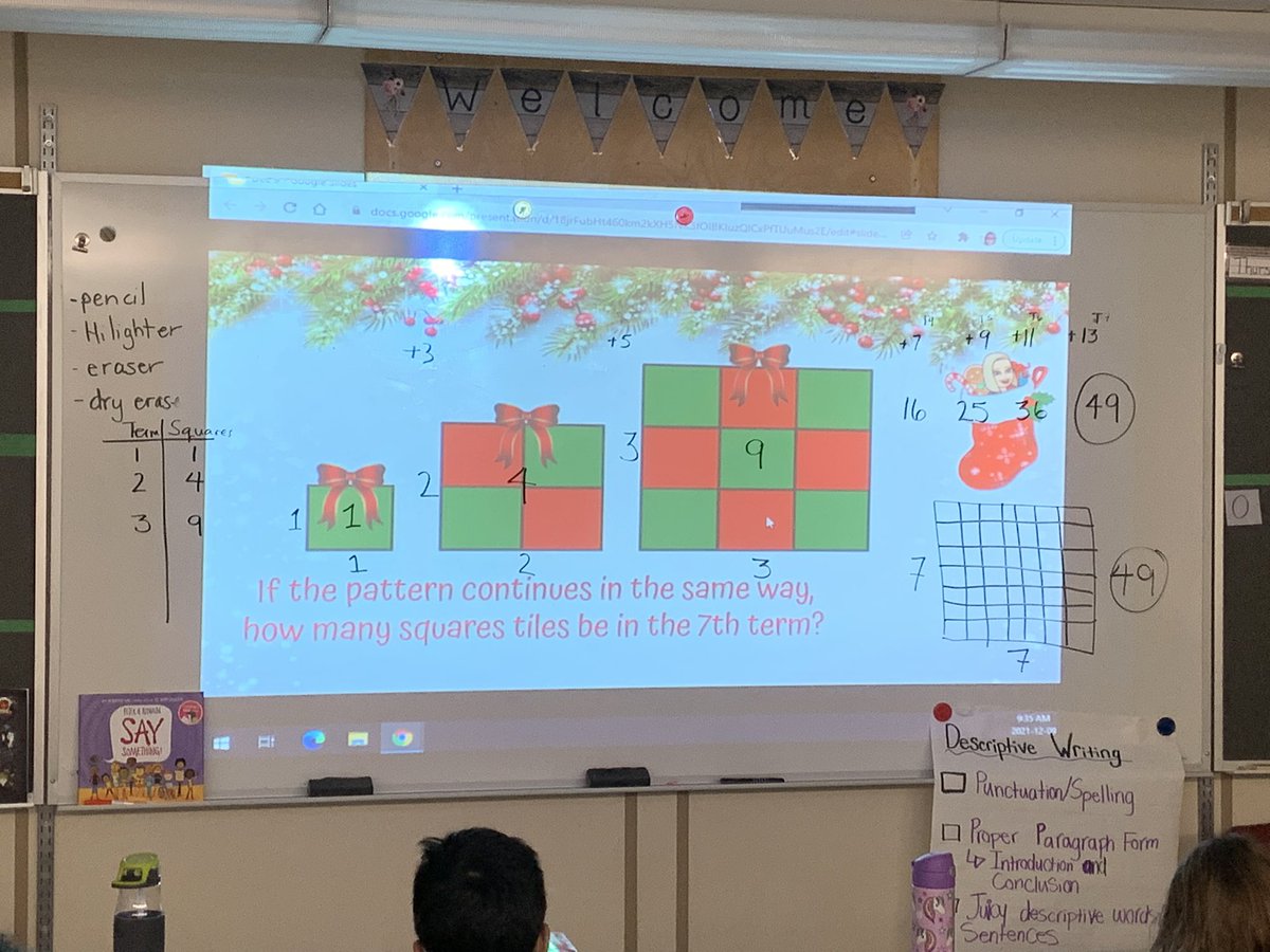 We’re late to the party, but we tackled Day 6 of the 12 days of Tweetmath today! We explored how to grow this pattern in many different ways… thankfully they all led to the same 7th term! #tvdsbtweetmathk8 <a href="/tvdsbmathk8/">tvdsbmath</a>
