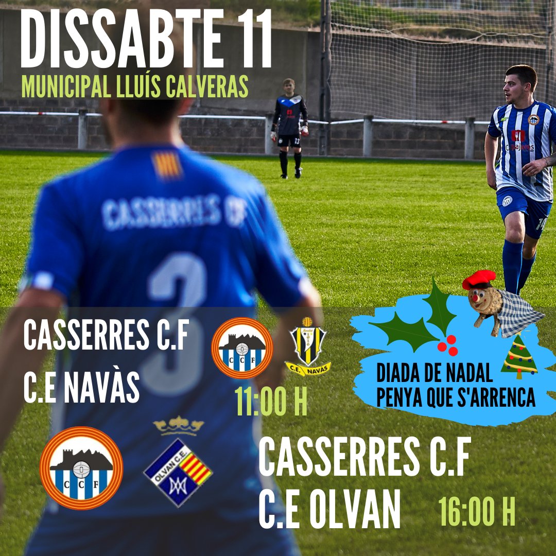 CasserresCF's tweet photo. 🤍DISSABTE TOTHOM AL CAMP💙

📆Dissabte 11📆
👶🏻Prebenjamí - Lliga J.IX⚽️
🆚️Navàs ⚫🟡 11:00⏰
🏠Municipal Lluís Calveras🏠

⚽️1er Equip - Lliga Jornada XI⚽️
🆚️Olvan🔵⚪ 16:00⏰
🏠Municipal Lluís Calveras🏠 https://t.co/yuWxks9i1U