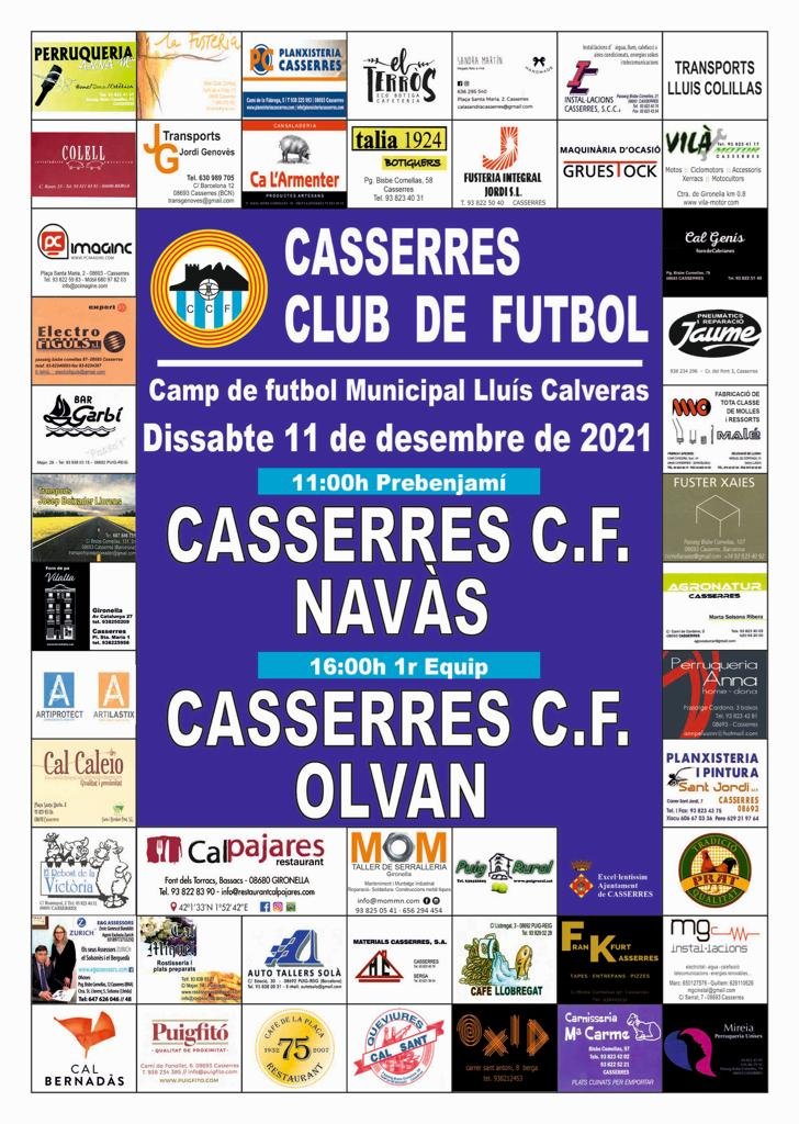 CasserresCF's tweet photo. 🤍DISSABTE TOTHOM AL CAMP💙

📆Dissabte 11📆
👶🏻Prebenjamí - Lliga J.IX⚽️
🆚️Navàs ⚫🟡 11:00⏰
🏠Municipal Lluís Calveras🏠

⚽️1er Equip - Lliga Jornada XI⚽️
🆚️Olvan🔵⚪ 16:00⏰
🏠Municipal Lluís Calveras🏠 https://t.co/yuWxks9i1U