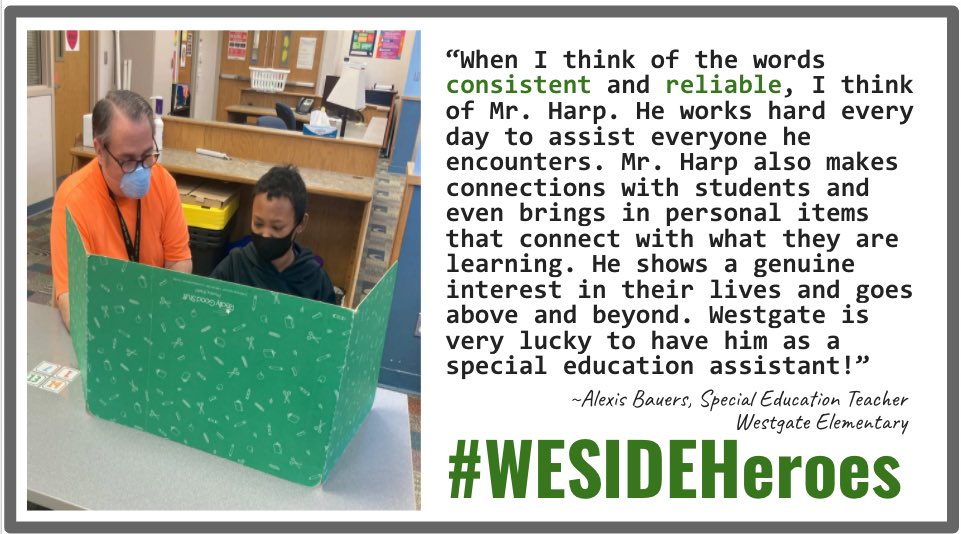 JessopKami's tweet photo. Thanks, Mr. Harp! Our learners are lucky to have you! 🍀 #WESIDEHeroes ⁦@Westgate66⁩ ⁦@Westside66⁩ Wanna make a difference like Mr. Harp? #WorkatWestside ❤️🖤🐊 https://t.co/EtxVqO80Zt