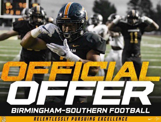 I am truly blessed and grateful to receive an official offer from Birmingham-Southern College! God is Good! 🙌 <a href="/PatHill87/">Patrick Hill</a> <a href="/TonyJoeWhite5/">Tony Joe White</a> <a href="/Coach_Colucci/">Anthony Colucci</a> <a href="/GSHSDolphins/">Gulf Shores High School Football</a>
