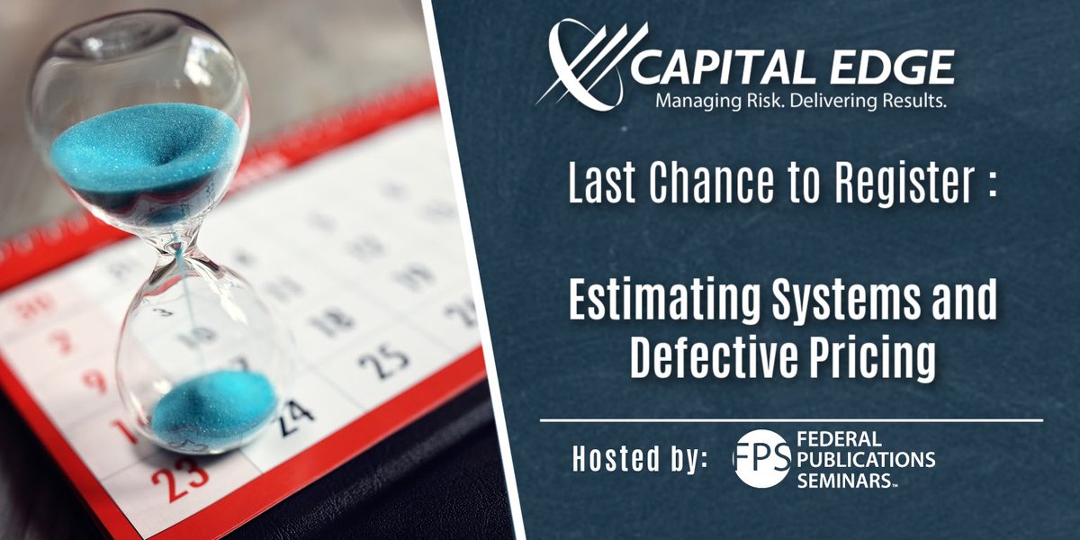 GovConExperts's tweet image. 𝗙𝗶𝗻𝗮𝗹 𝗗𝗮𝘆𝘀 𝘁𝗼 𝗥𝗲𝗴𝗶𝘀𝘁𝗲𝗿 to join @fedpubseminars and our experts on 𝗗𝗲𝗰𝗲𝗺𝗯𝗲𝗿 𝟭𝟱𝘁𝗵-𝟭𝟲𝘁𝗵 for a Virtual Course on 𝗘𝘀𝘁𝗶𝗺𝗮𝘁𝗶𝗻𝗴 𝗦𝘆𝘀𝘁𝗲𝗺𝘀 𝗮𝗻𝗱 𝗗𝗲𝗳𝗲𝗰𝘁𝗶𝘃𝗲 𝗣𝗿𝗶𝗰𝗶𝗻𝗴.

🔹Sign-Up: bit.ly/2YDVtM1
#govconexperts #govcon