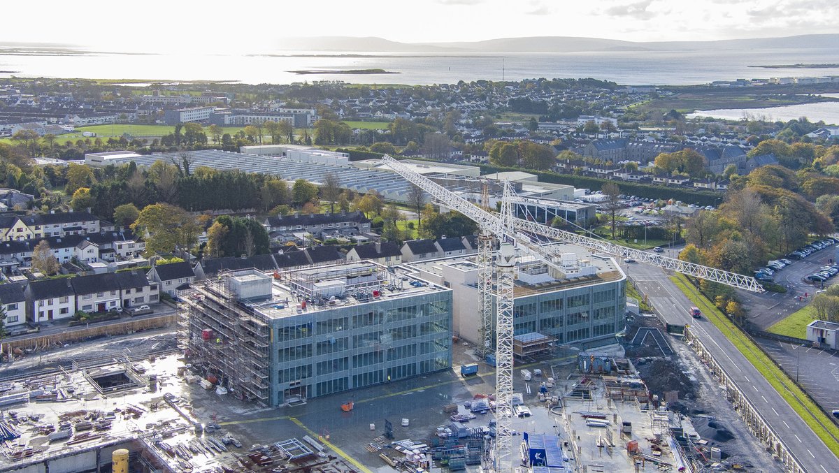 CrownSquare_'s tweet photo. Some great footage of progress at Crown Square Offices with Galway Bay in the background. First 2 Office Buildings are due for completion in Q12022.
#crownsquare #construction #galway https://t.co/GqNZ2yWDJG