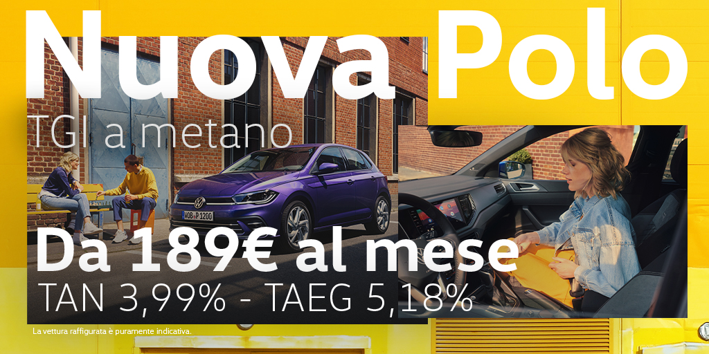 L’innovazione è pronta per essere vissuta. Sali a bordo  di Nuova Polo TGI a metano per aggiungere efficienza ad ogni viaggio. Tua da 189 euro al mese con Progetto Valore Volkswagen. TAN 3,99% - TAEG 5,18% 👇🏻
bit.ly/NuovaPoloTGIDi…
