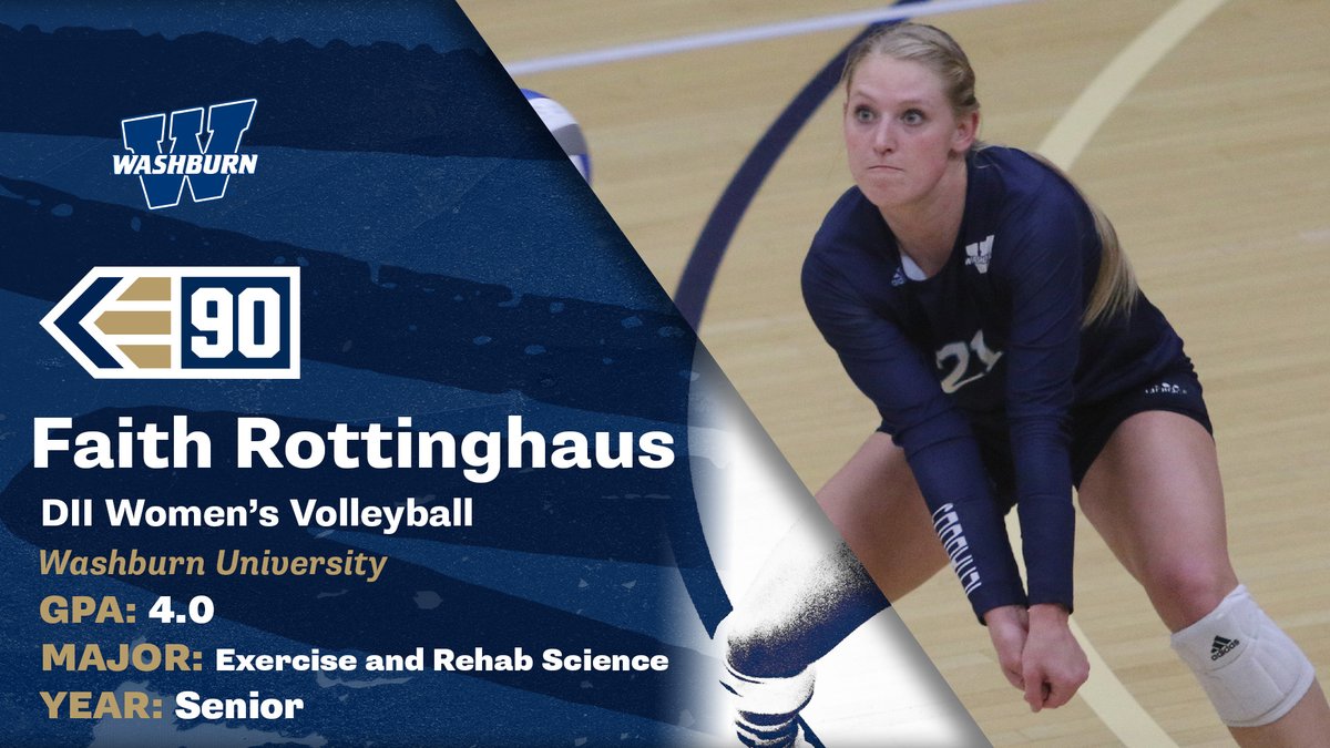 NCAA's tweet photo. With a perfect 4.0 in exercise and rehab sciences, Faith Rottinghaus of @IchabodVB is the @NCAADII women's volleyball #Elite90 winner! https://t.co/uSEaUKIjjc