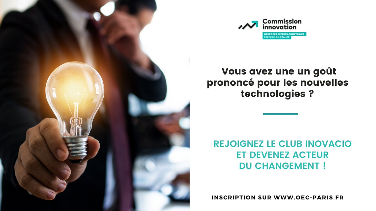 OECParis's tweet photo. #Expertscomptables, vous avez un goût prononcé pour les 🆕 technologies ?
Rejoignez le club Inovacio et devenez acteur du changement 😎
L'objectif ? progresser sur des pratiques innovantes afin de devenir des acteurs de l’innovation.
Inscription sur👉https://t.co/syoWrEybhF https://t.co/2EFxNwFc9Q