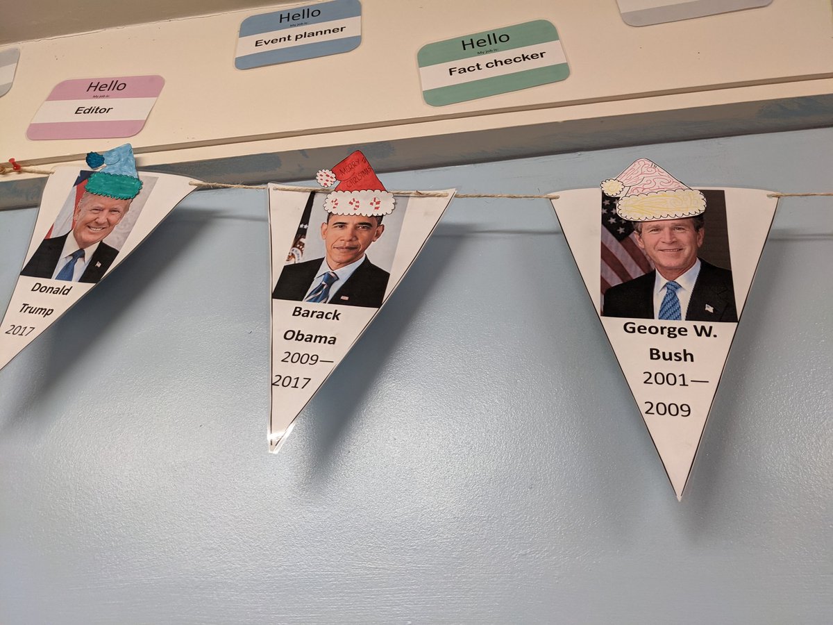 The president's and Prime Ministers have had a Christmas maker over courtesy of 7JG today. #edutwitter #tutorgroup