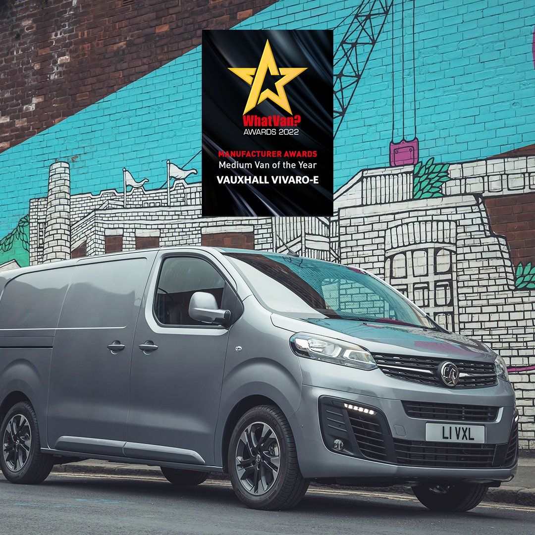 vauxhall's tweet photo. NEWS: We have won several awards at the ‘@whatvan? Awards 2022’. Our #ComboE has been named ‘Electric Van of the Year’, our #VivaroE has taken ‘Medium Van of the Year’ and our Vivaro-e Hydrogen has been praised by the What Van? judges. > https://t.co/rzFG68aDhA https://t.co/ITDx2KsoLr