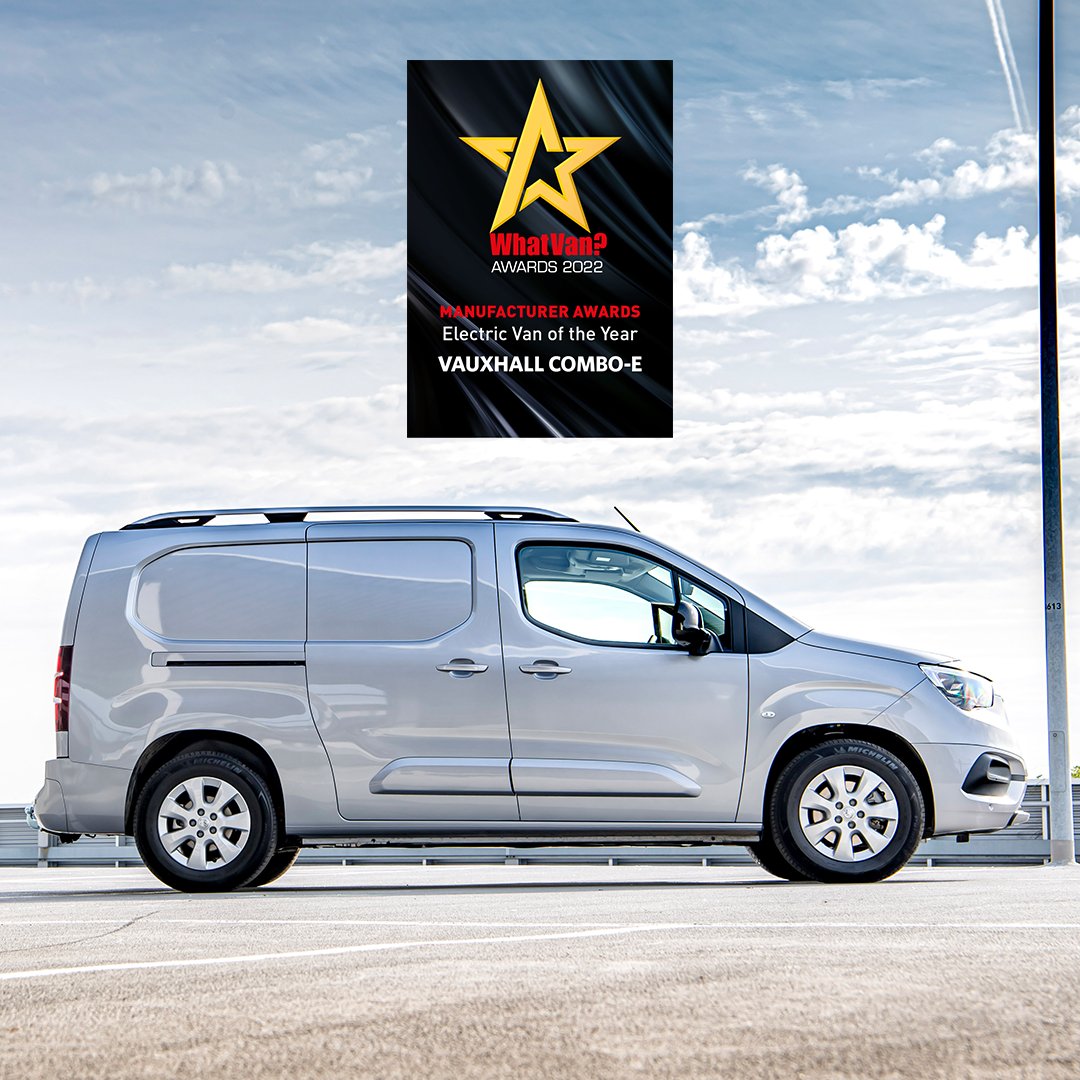 vauxhall's tweet photo. NEWS: We have won several awards at the ‘@whatvan? Awards 2022’. Our #ComboE has been named ‘Electric Van of the Year’, our #VivaroE has taken ‘Medium Van of the Year’ and our Vivaro-e Hydrogen has been praised by the What Van? judges. > https://t.co/rzFG68aDhA https://t.co/ITDx2KsoLr