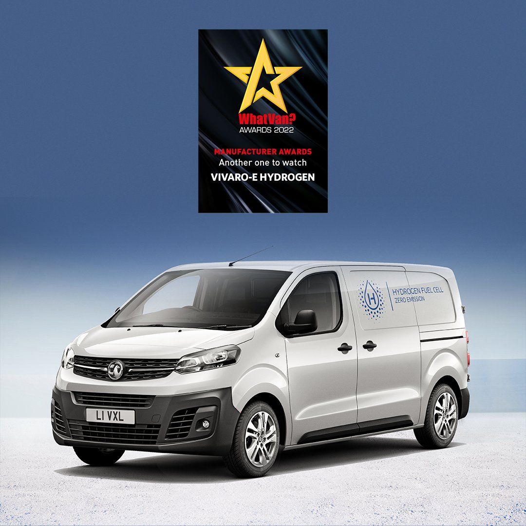 vauxhall's tweet photo. NEWS: We have won several awards at the ‘@whatvan? Awards 2022’. Our #ComboE has been named ‘Electric Van of the Year’, our #VivaroE has taken ‘Medium Van of the Year’ and our Vivaro-e Hydrogen has been praised by the What Van? judges. > https://t.co/rzFG68aDhA https://t.co/ITDx2KsoLr