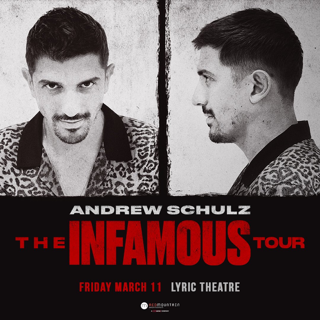 LightUptheLyric's tweet photo. JUST ANNOUNCED: @andrewschulz: The INFAMOUS Tour comes to the Lyric Theatre on Friday, March 11! Tickets go on sale tomorrow, 12/10 at 10am. For more info, head to https://t.co/DidNr20V8v! https://t.co/H17CHJW19C