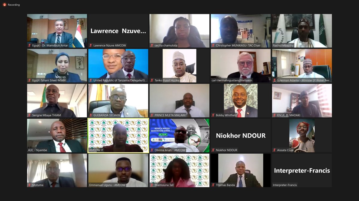amcowafrica's tweet photo. The 3rd Extra-Ordinary Session of EXCO convened by #AMCOW primarily sought for approval for the adoption of the 2021 #WASSMO. It considered for approval &amp; endorsement, the technical paper &amp; draft declaration to be submitted to the #HoSG summit on water &amp; Sanitation in March 2022. https://t.co/I6XuMvZ8RX