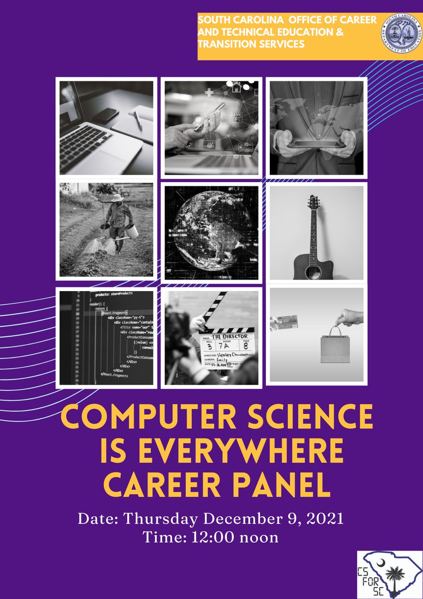1_d_sanders's tweet image. I’m excited about our panel today. They will be talking about the how cs plays an integral part in the workforce here in SC #csedweek2021 #cseverywhere #cseverywhereSC