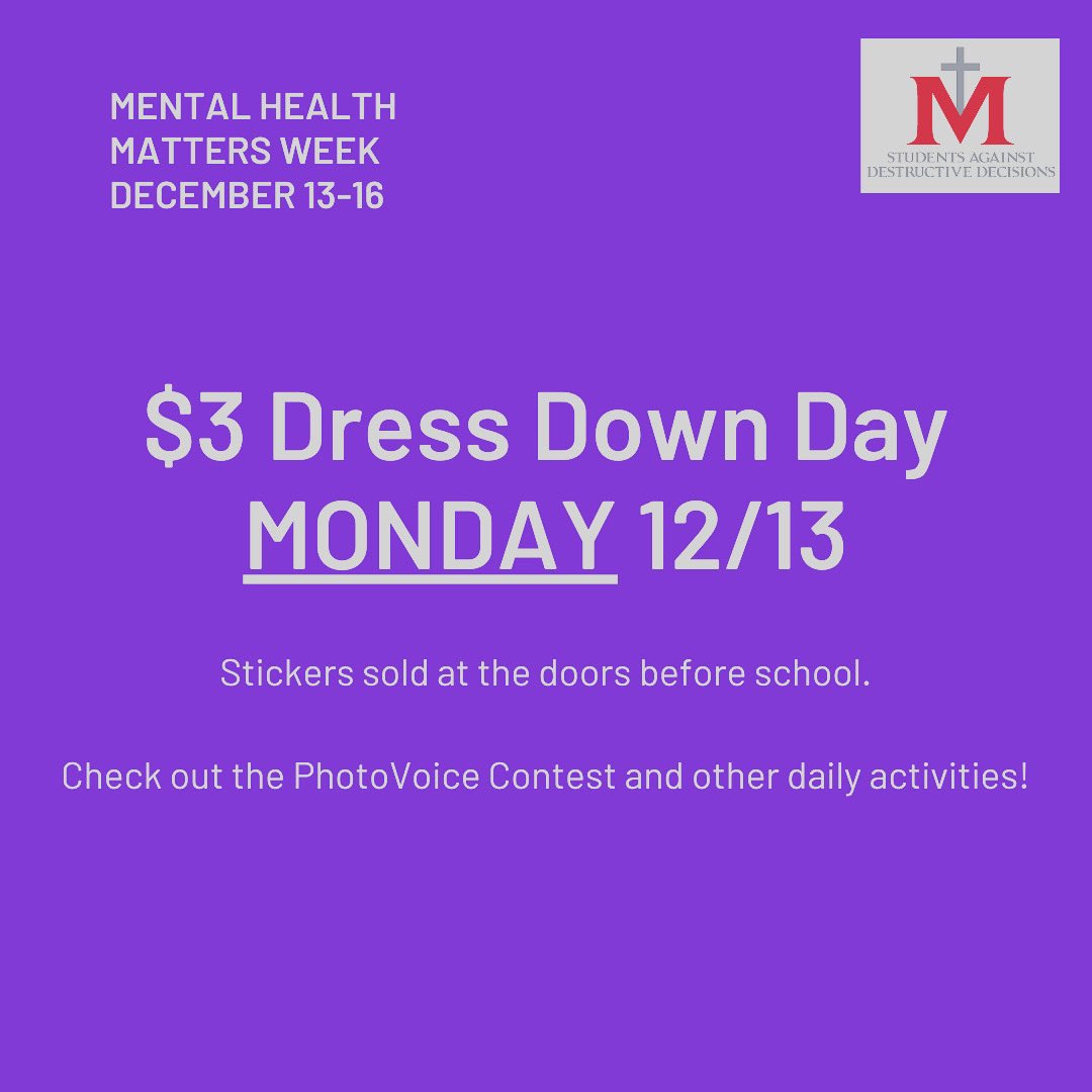 MaristSADD's tweet photo. Mental Health Matters Week is next week! #mentalhealthmatters #bekind #justbreathe #bemindful #photovoicecontest https://t.co/08tNRybINW