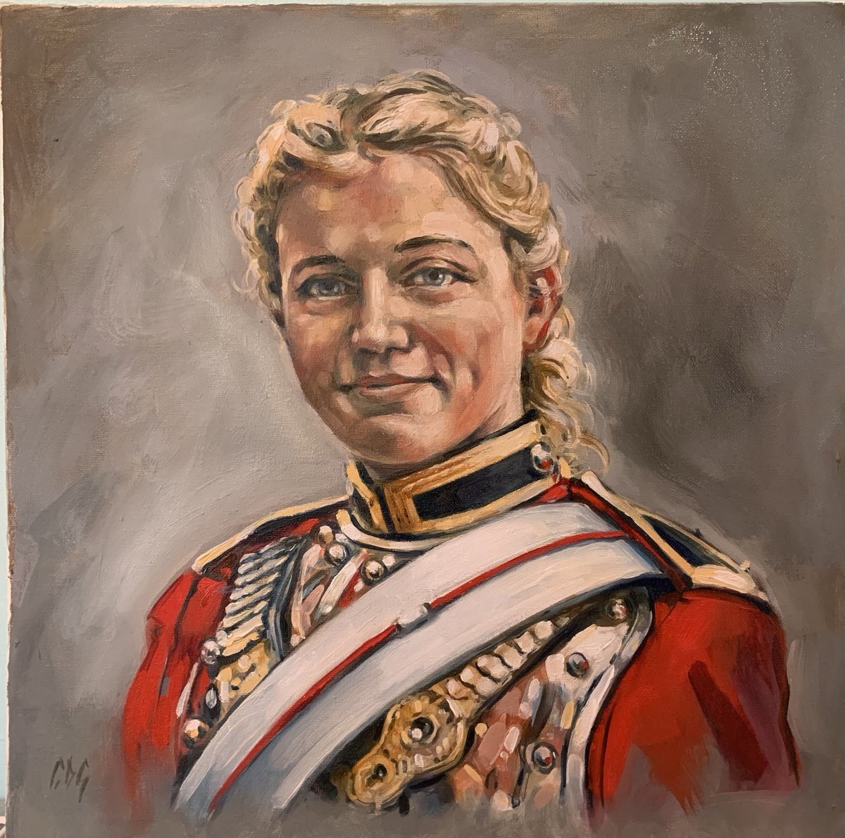 All finished, a portrait of a trooper in the Lifeguards. Time for a smaller brush to get those accents in. Thank you @patchphotos_  for the wonderful reference. <a href="/HCav1660/">Household Cavalry</a> <a href="/KingsTroopRHA/">The King's Troop RHA</a> #art #painting #soldiers #britisharmy #portraiture #portraits