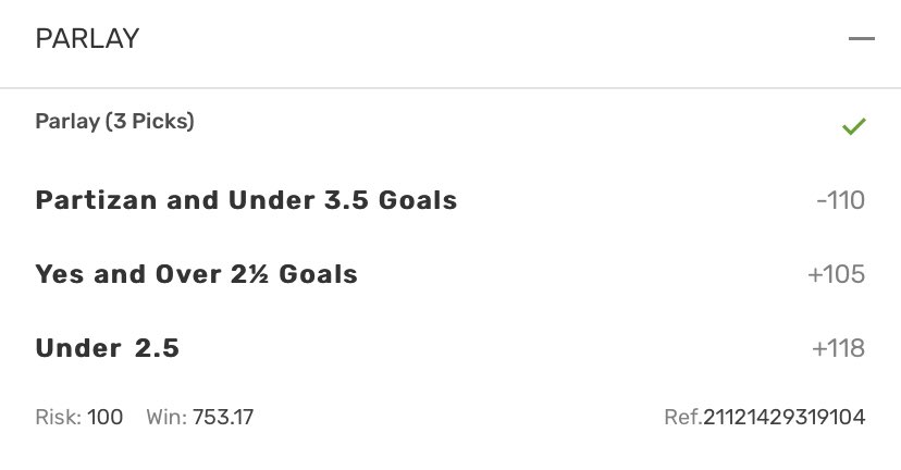 picks_ice's tweet photo. Let’s hit 2 straight parlays 

Ferdaaaa boys +753
•Partizan win and under 3.5
•Randers/Alkmaar Both teams score and over 2.5
•Atalanta/Villarreal UNDER 2.5

@player_props @SammyAdams #Baggin https://t.co/L8tEvCxgw3