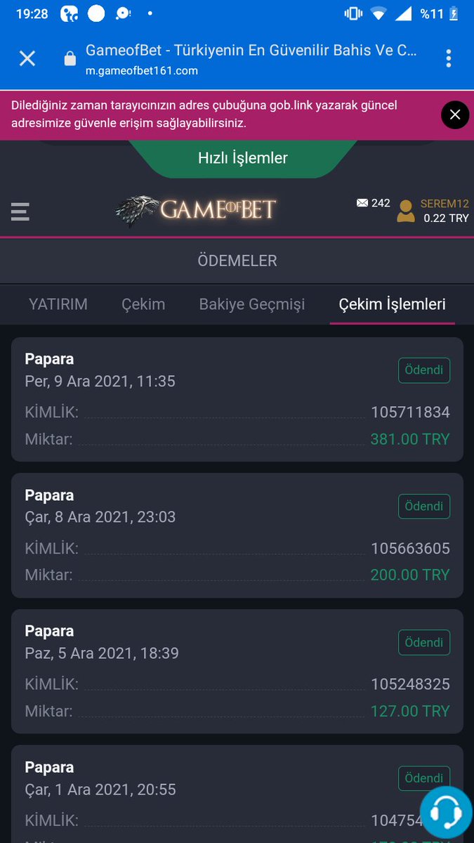 Gameofbet cekimim