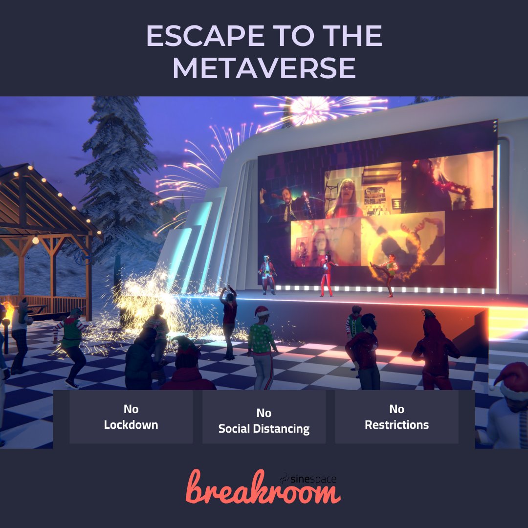 BreakroomTech's tweet photo. Escape to the Metaverse for your year-end party. 💫 Fire &amp; Ice. No lockdown. No social distancing. No restrictions. Together we can do virtually anything! 💃 Let's plan an unforgettable experience! Visit https://t.co/BoNMyVSyQe  #VirtualWorld #metaverse #officeparty #virtualevent https://t.co/hBiOsfxzgq
