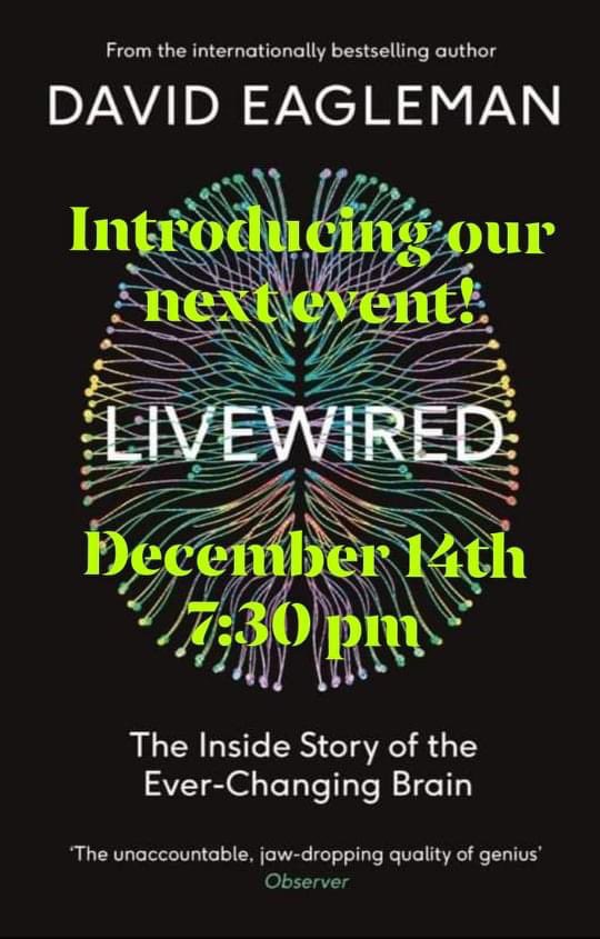December 14th at 7:30pm we’re having a talk from <a href="/davideagleman/">David Eagleman</a>. In person at the Medical Biology Centre in Belfast or online for anyone who wants to attend. Follow the link and join! docs.google.com/forms/d/e/1FAI… #neuroscience #Neurology #brain #medicine