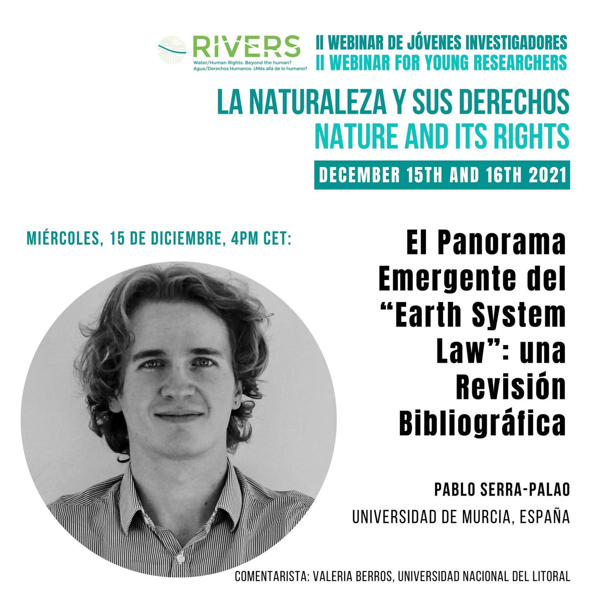 RiversErc's tweet photo. 🌿 Estamos muy contentos de contar con @pserrapalao y @ValBerros en nuestro segundo Webinar de Jóvenes Investigadores "La Naturaleza y sus Derechos".
🗓 Te esperamos este 15 y 16 de diciembre de 2021.
🎥 Más información e inscripciones aquí:
https://t.co/3cPXZpQy90
@uc3m https://t.co/vGbgHicJlZ