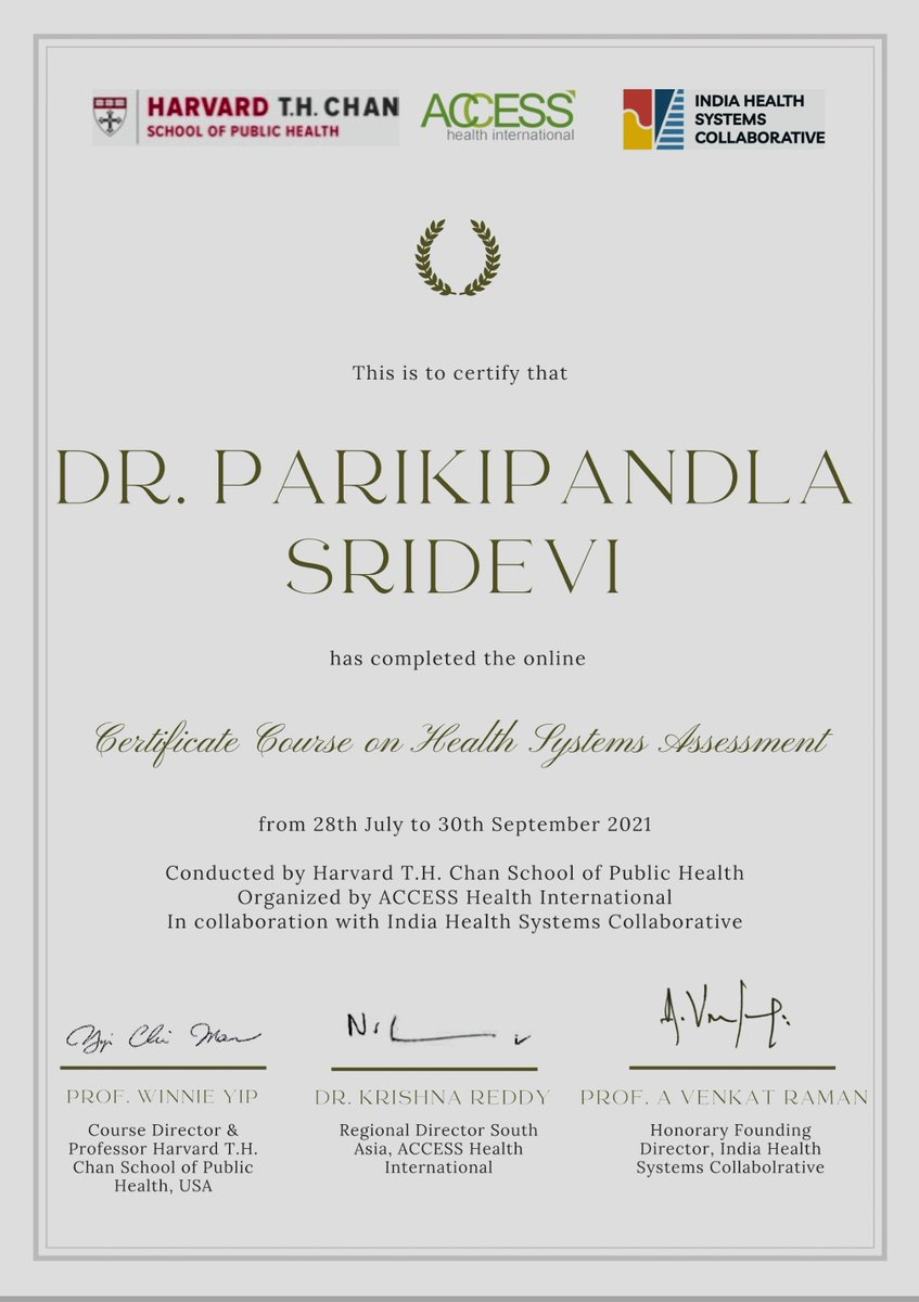 Graceful and rewarding to be a part of @HarvardChanSPH School of Public Health course on Health Systems Assessment -an @IHSC_Foundation initiative..