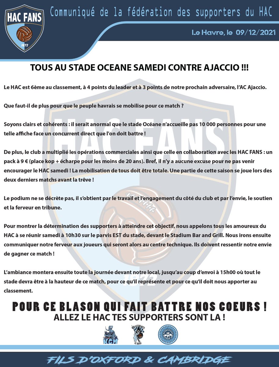 Tous au Stade Océane Samedi !