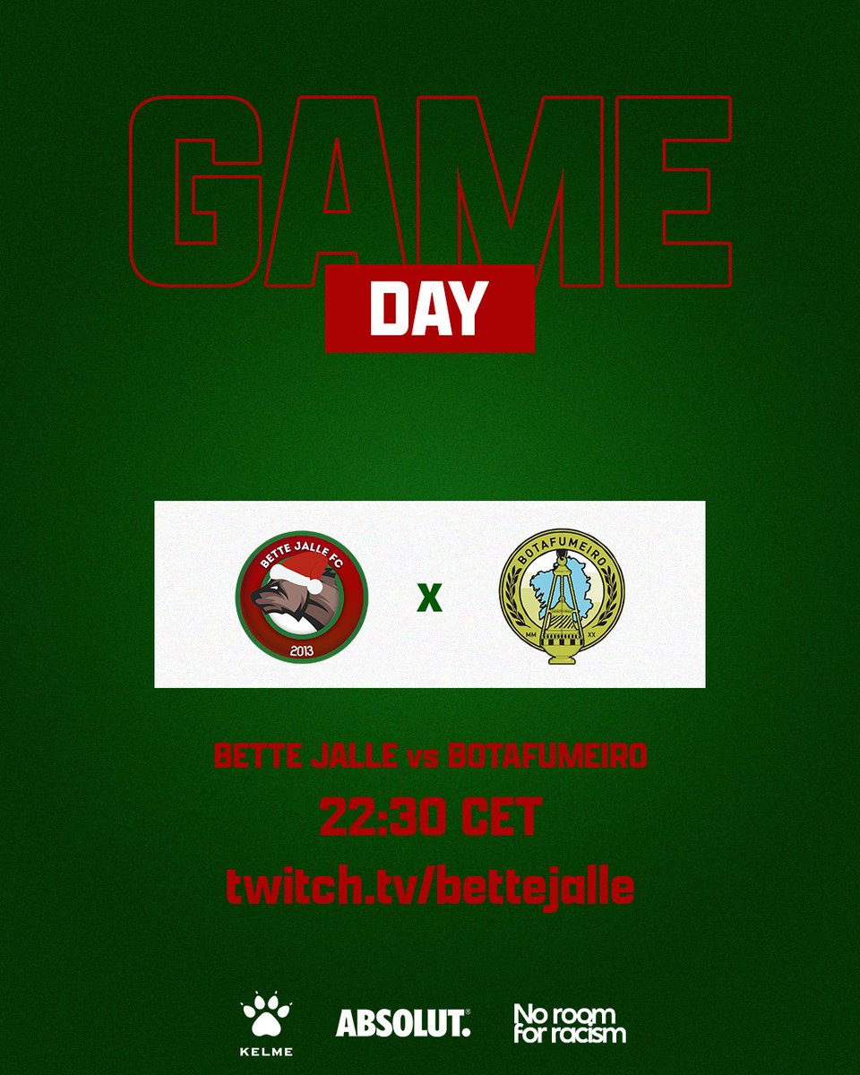 Bette Jalle FC (@bettejalle) on Twitter photo It's gameday again! ⚽️
We take on <a href="/BotafumeiroF/">BotafumeiroFM 🛰️</a> in the 5th week of the <a href="/WapesLeague/">WAPES League 11vs11</a> Division 1. Important points on the line tonight!
🔴 We are LIVE from 22:30 at twitch.tv/bettejalle
#BJFC🐻 | #PES2021 | #11v11 It's gameday again! ⚽️
We take on <a href="/BotafumeiroF/">BotafumeiroFM 🛰️</a> in the 5th week of the <a href="/WapesLeague/">WAPES League 11vs11</a> Division 1. Important points on the line tonight!
🔴 We are LIVE from 22:30 at twitch.tv/bettejalle
#BJFC🐻 | #PES2021 | #11v11