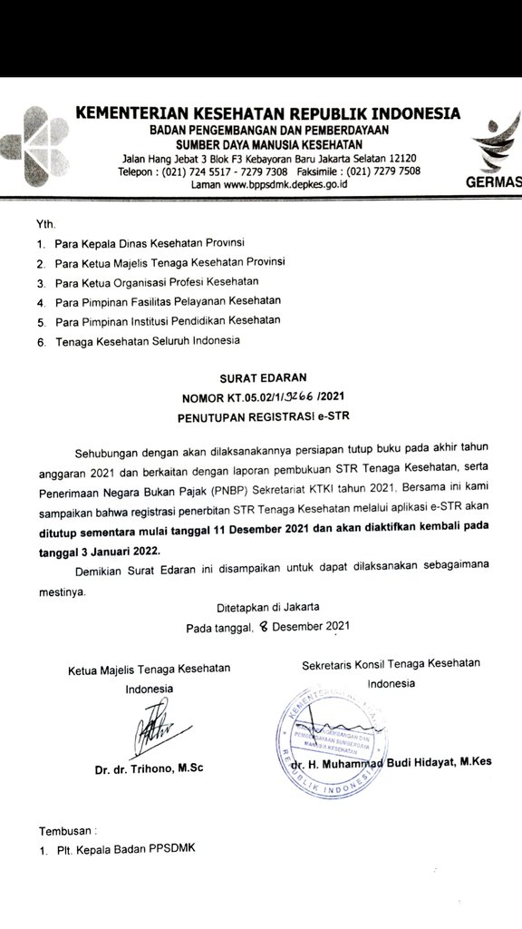 fisio_1968's tweet photo. Pengumuman.
Bagi anggota yang mau urus STR, segerakanlah!.. sebelum web KTKI nya tutup tahun nih!!
@KemenkesRI https://t.co/mzNBHYvoeK