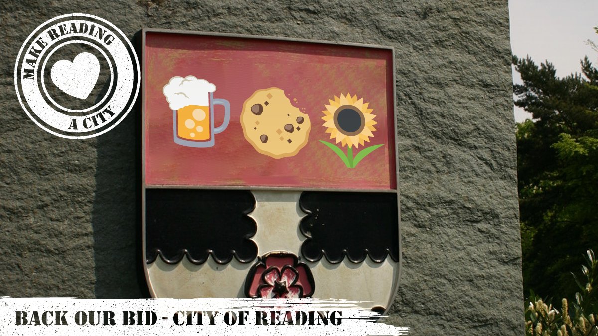 UniofReading's tweet photo. Where we’re from is at the heart of who we are - so you might recognise a small change to our crest here... the three Bs of #rdguk: beer, biscuits and bulbs.
A key part of @ReadingCouncil's bid to #MakeReadingACity is recognising our heritage - and we're right behind that. https://t.co/GmoUijvb1k