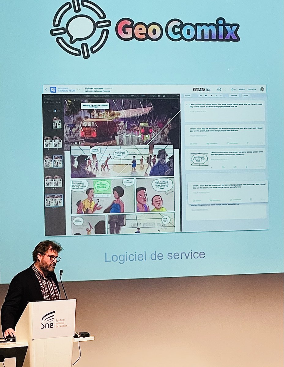 ComixSuite's tweet photo. Geo Comix (#AI software to assist #Comics #Manga #Webtoon #translation) was presented publicly for the 1st time during the Assises du Livre Numérique #ALN21 organized by the French @SNEedition 

Discover our press release [in French] 👉 https://t.co/tg2LmMWiBR https://t.co/vPRTqauB7c