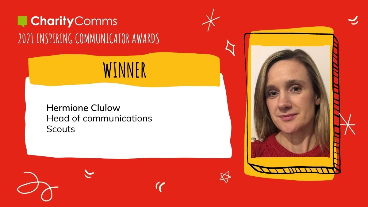 Our next winner is Hermione Clulow, Head of communications <a href="/scouts/">Scouts</a>. Woop! 🥳 #InspiringComms