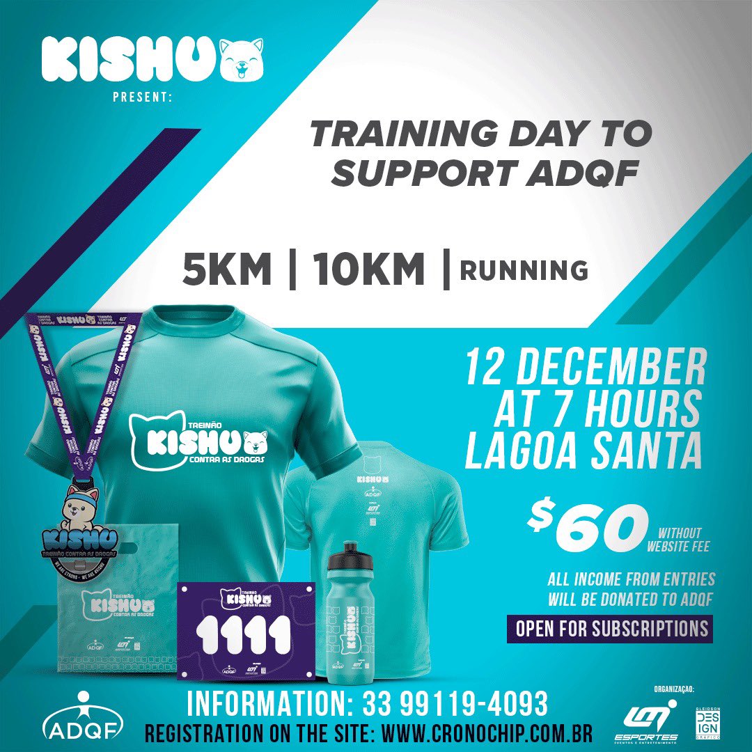Next Sunday, the Kishu Inu Foundation will be the host of a charitable marathon in Brazil. the collected funds will go towards helping recovering drug addicts. 
Even if it changes one life for the better - it makes a huge difference and makes us who we are, it makes us humane.