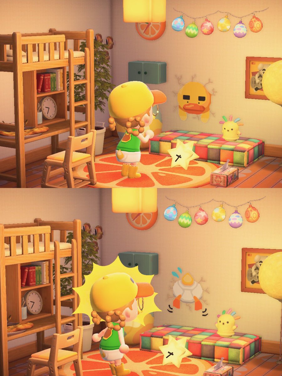 ちっこうウォールステッカーのお陰で推しが突撃(物理)訪問してくれるようになりました💕すぐ帰っちゃってザンネーン🥺
#あつ森 #マイデザイン #リチャード #ACNH