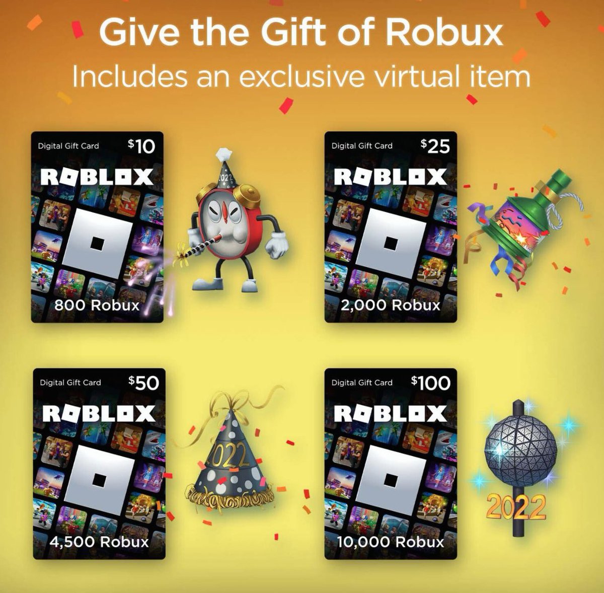 X 上的RBXNews：「Here are the upcoming #Roblox  Gift Card items. These  will likely become available within the next few days. We'll keep you  updated.  / X