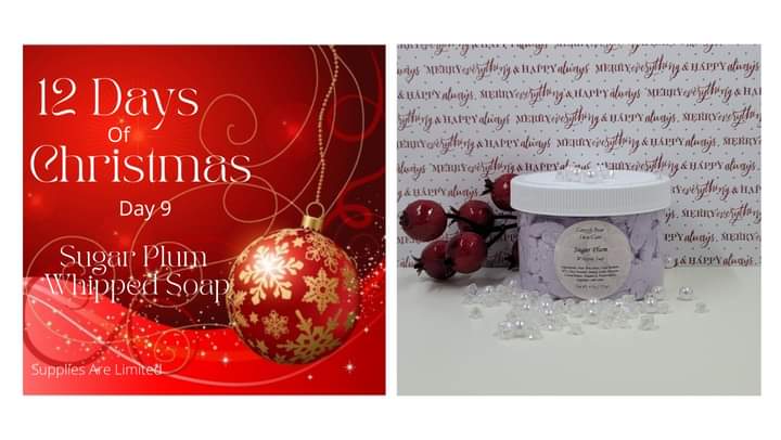 with_alisa's tweet photo. A sweet fruity blend with hints of peaches, strawberries, apples, oranges, grapefruits, grapes and cherries on a sweet vanilla background💜Use code 12days for 25% off this item!! 
https://t.co/6QRZkjhKQa

#12daysofchristmas #WhippedSoap #handmade #handmadesoap #sugarplum https://t.co/cGNopJt4ul