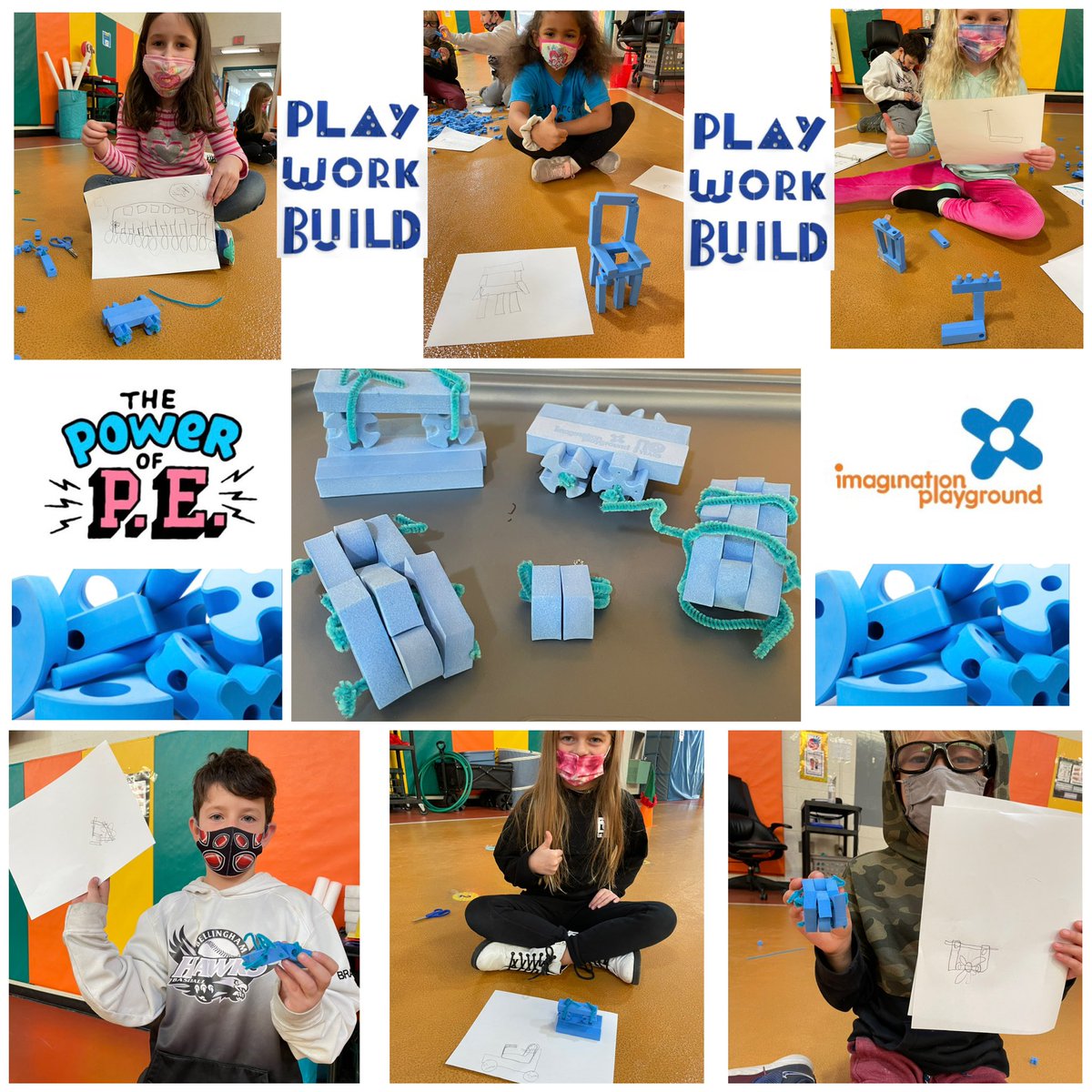 stefhayley80's tweet photo. My #PE enrichment group used #imaginationplayground mini blocks to plan their large build project😁 @StallBrookBPS @ImgPlayground #miniblueblocks #stem #makergym #makerspace #makerED #designthinking #projectbased #bellinghamps https://t.co/OHTINJcjTK