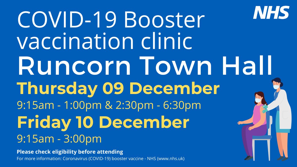 HaltonBC's tweet photo. It's not to late- attend COVID-19 booster vaccination clinics taking place at Runcorn Town Hall today & tomorrow. 1st and 2nd doses are available too.
💉 Thurs 2.30pm–6.30pm, or Fri 9.15-3pm.
#StrongKindSafe https://t.co/g7vEukFfOb