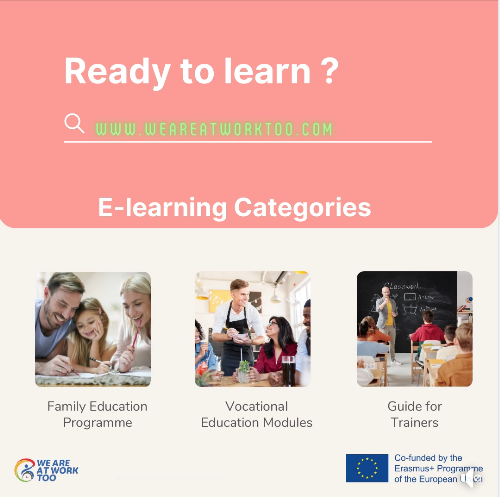 weareatworktoo's tweet photo. Are you ready to learn more about our project outputs?
Please visit our website and e-learning platform and start learning. 
Our platform is available in 🇹🇷🇬🇧🇮🇹🇸🇮🇵🇹🇵🇱🇷🇴
We are at work too project is an Erasmus+ project helping children with disabilities with employability skills. https://t.co/nQmcVp6VX5