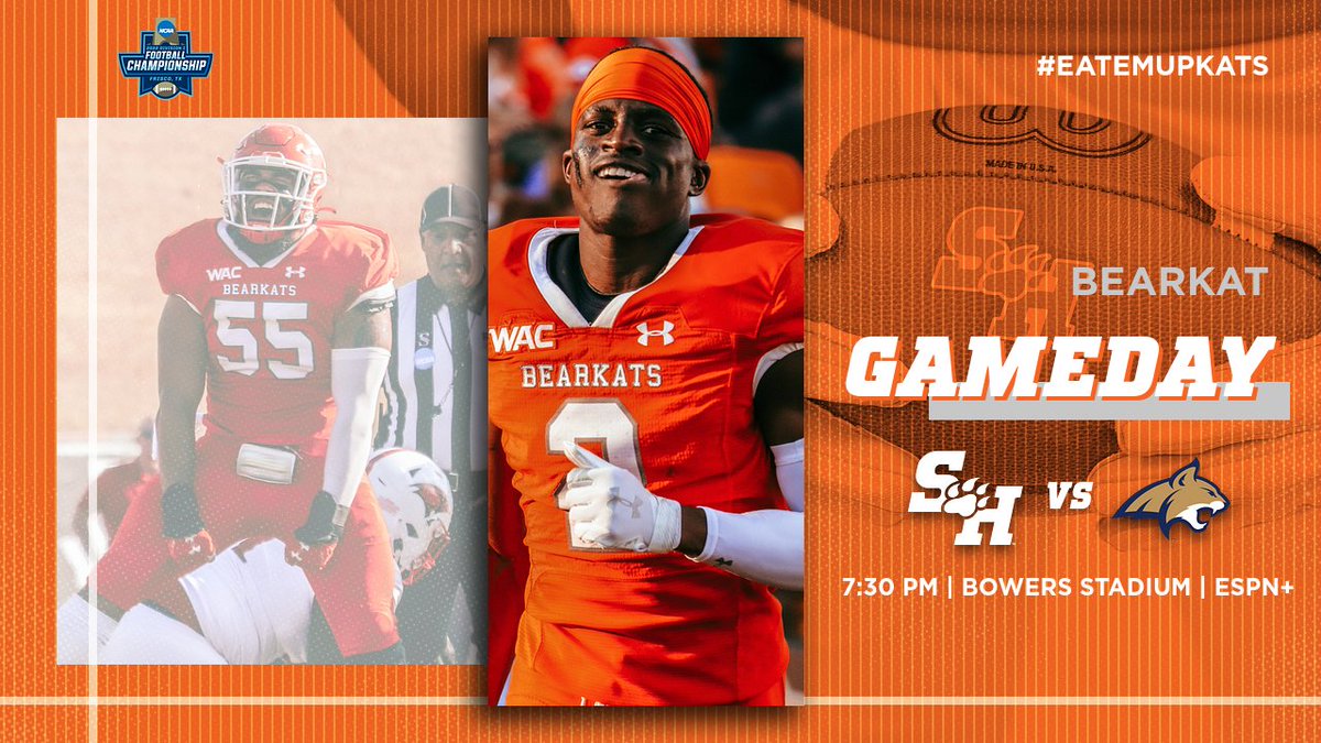 BearkatsFB's tweet photo. GAME DAY 🏈
vs Montana State
#EatEmUpKats 

@NCAA_FCS Playoffs - QF
⏰ 7:30 PM
📍 Huntsville
🏟 Bowers Stadium

🖥 https://t.co/oGQ0SzDLfu
📈 https://t.co/6jhwpr0rqs
📻 https://t.co/ykxwyQKryt

🎟 https://t.co/aUwf8AkUZ5 https://t.co/Ctn9km1hXD