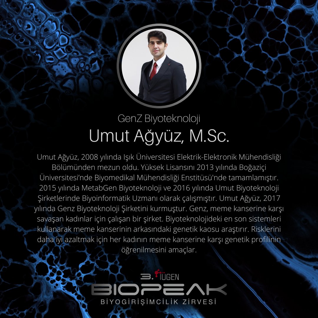 iugenetics's tweet photo. Umut Ağyüz ve Khalid K. Alam da 12 Aralık Pazar günü 3. BioPeak etkinliğimizde bizlerle! https://t.co/FJw7HWUDqz