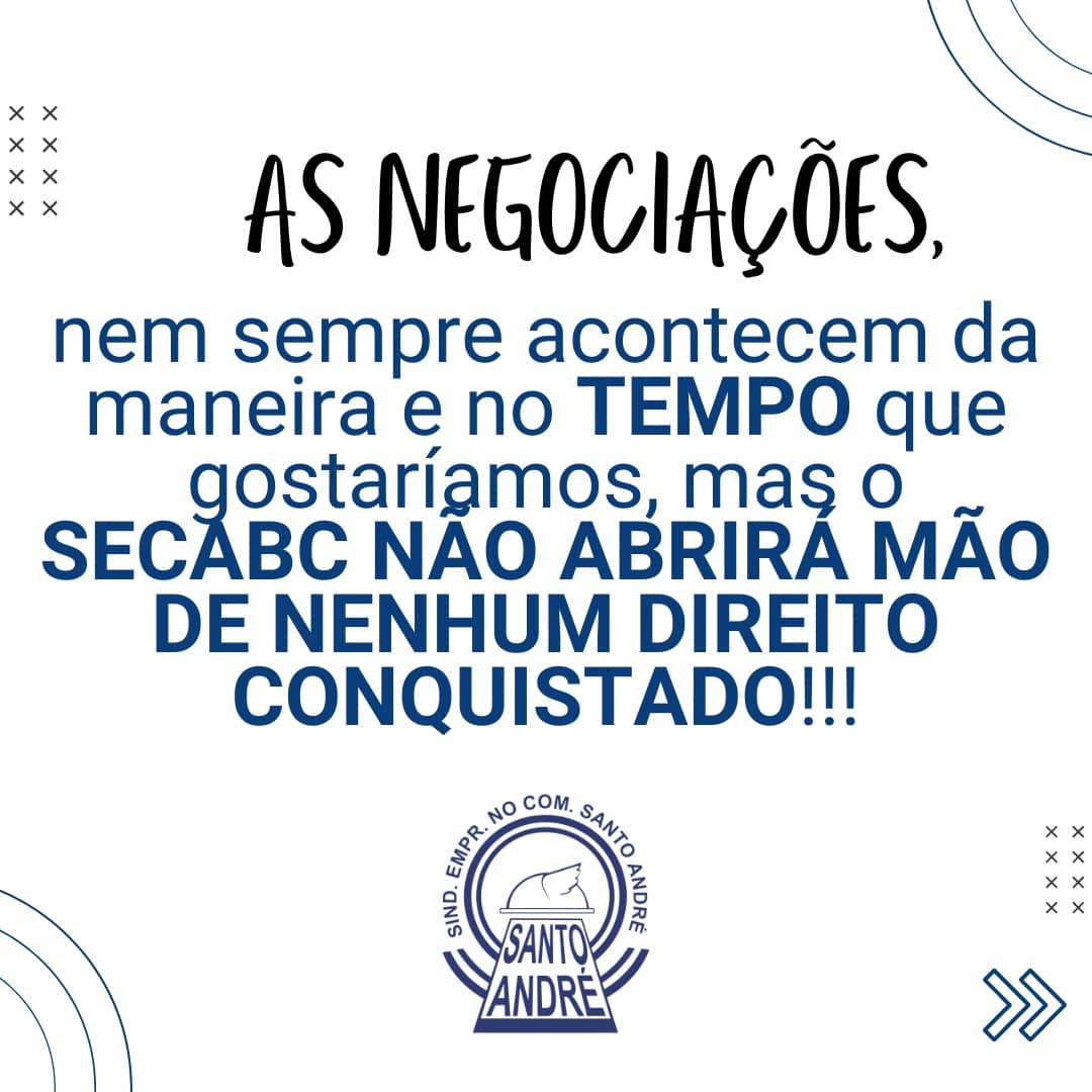secabc's tweet image. NO SECABC A LUTA NÃO PARA!!!

O SECABC busca INCESSANTEMENTE através da negociação com os sindicatos patronais a manutenção dos direitos já alcançados, mais benefícios e um reajuste salarial digno e justo para todos.
#santoandré #abcpaulista #sãobernardodocampo #saocaetanodosul