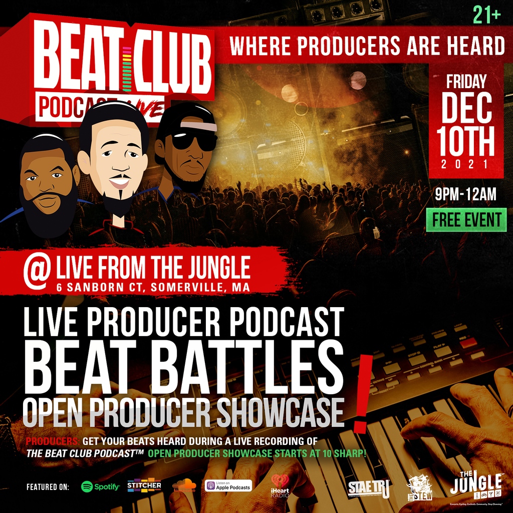 beatclubpodcast's tweet photo. #Boston ! The Jungle! Tomorrow! See you there!
Tag a producer that should pull up. https://t.co/DnvqDL0Axy