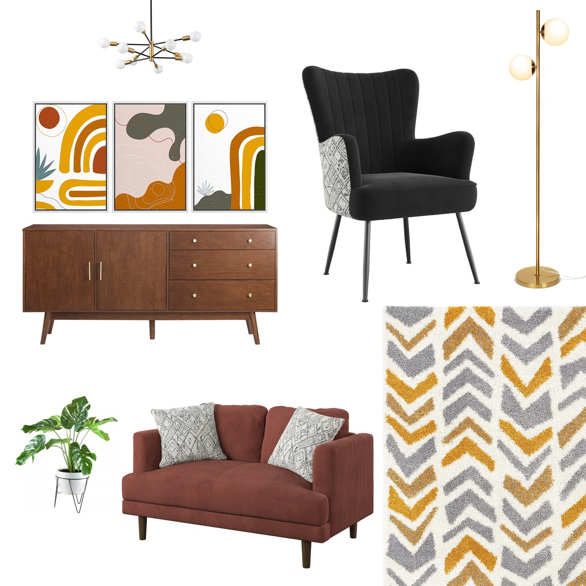 EmeraldHome1's tweet image. Every room has a feeling. 😊 Whether you favor bolder colors or something more neutral, the black and white Amera (U3926) #accentchair will elevate whatever feeling you may need for your space. Let us know which of these two #designboards is your fav!