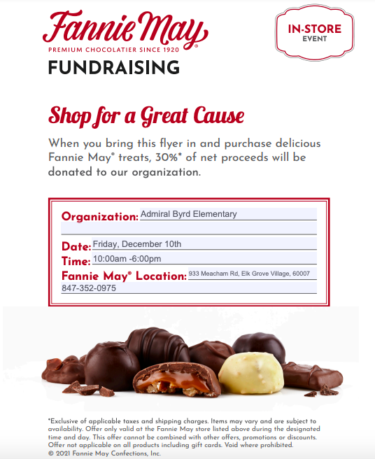 Sara Magnafichi (@msmagnafichi) on Twitter photo Need any Fannie May for gifts? Tomorrow is the day to get both gifts and give back to Byrd School. Visit the Elk Grove location and support the <a href="/AdmiralByrdPTO/">Admiral Byrd PTO</a> and <a href="/D59Byrd/">Admiral Byrd Elementary</a> School! #D59Cares Need any Fannie May for gifts? Tomorrow is the day to get both gifts and give back to Byrd School. Visit the Elk Grove location and support the <a href="/AdmiralByrdPTO/">Admiral Byrd PTO</a> and <a href="/D59Byrd/">Admiral Byrd Elementary</a> School! #D59Cares
